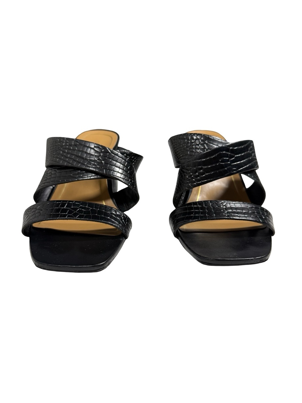 Vionic Merlot Black Croc Embossed Leather Block Heel Comfort Sandals Womens 10 - Picture 2 of 13